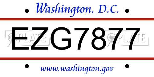 EZG7877 District Of Columbia License Plate