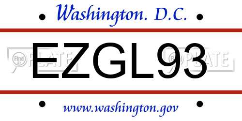 EZGL93 District Of Columbia License Plate