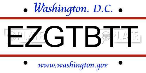 EZGTBTT District Of Columbia License Plate