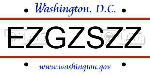 EZGZSZZ District Of Columbia License Plate