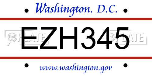EZH345 District Of Columbia License Plate