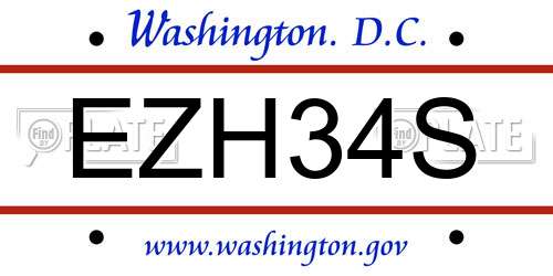 EZH34S District Of Columbia License Plate