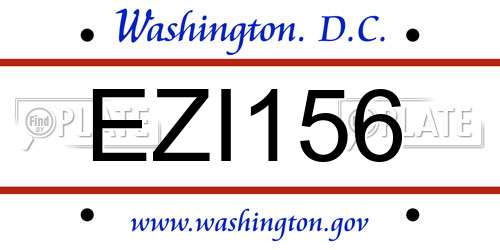 EZI156 District Of Columbia License Plate