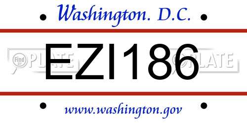 EZI186 District Of Columbia License Plate