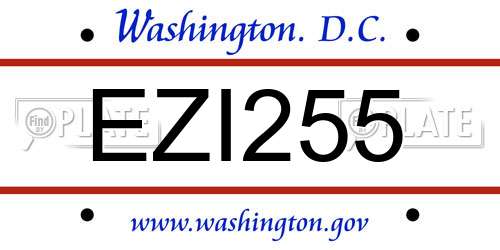 EZI255 District Of Columbia License Plate