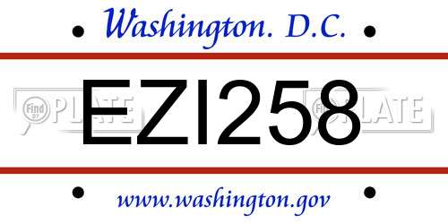 EZI258 District Of Columbia License Plate