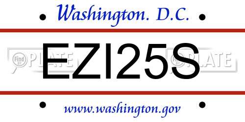 EZI25S District Of Columbia License Plate