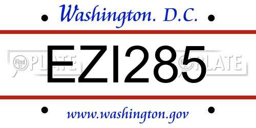 EZI285 District Of Columbia License Plate