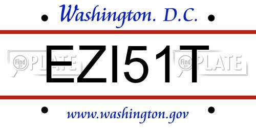 EZI51T District Of Columbia License Plate