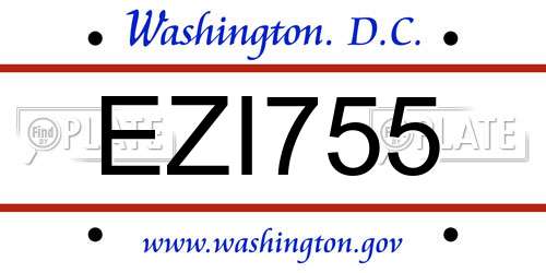 EZI755 District Of Columbia License Plate