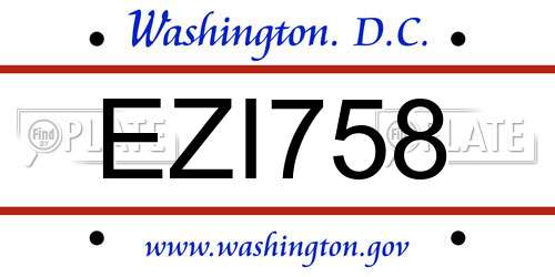 EZI758 District Of Columbia License Plate
