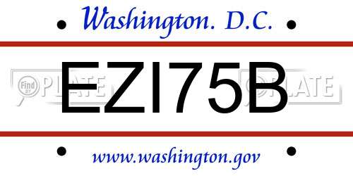 EZI75B District Of Columbia License Plate