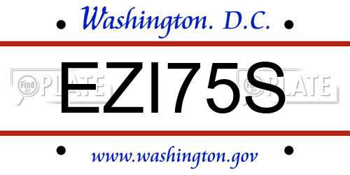 EZI75S District Of Columbia License Plate