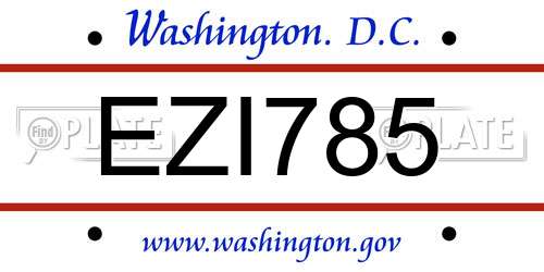 EZI785 District Of Columbia License Plate