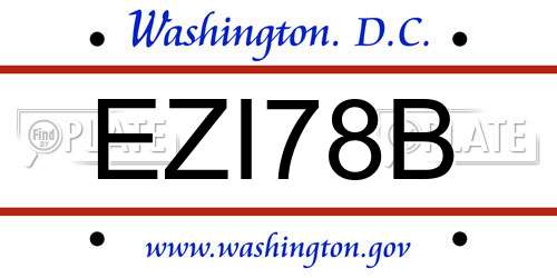 EZI78B District Of Columbia License Plate