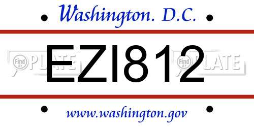 EZI812 District Of Columbia License Plate