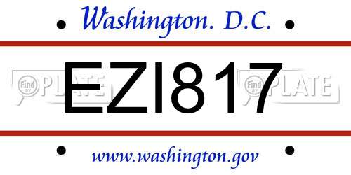 EZI817 District Of Columbia License Plate
