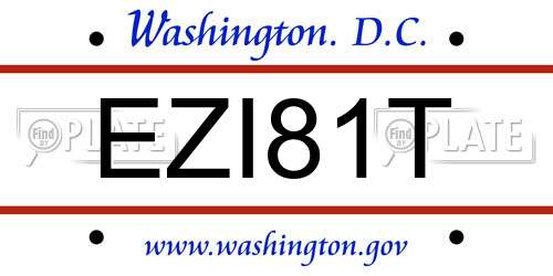 EZI81T District Of Columbia License Plate