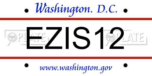 EZIS12 District Of Columbia License Plate