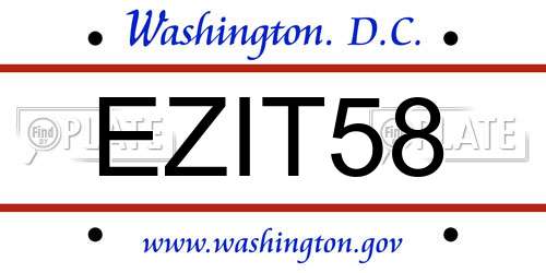 EZIT58 District Of Columbia License Plate