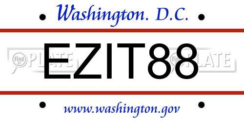 EZIT88 District Of Columbia License Plate
