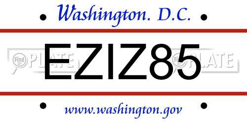 EZIZ85 District Of Columbia License Plate