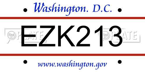 EZK213 District Of Columbia License Plate