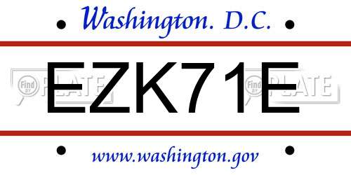 EZK71E District Of Columbia License Plate