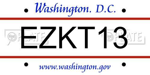 EZKT13 District Of Columbia License Plate