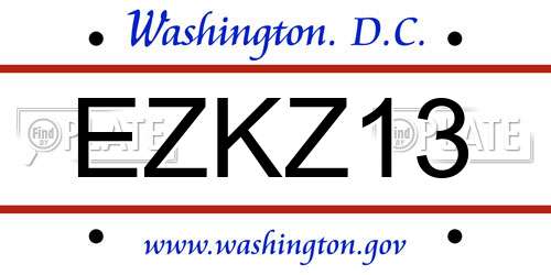 EZKZ13 District Of Columbia License Plate