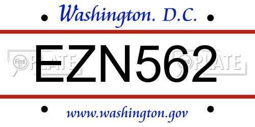EZN562 District Of Columbia License Plate