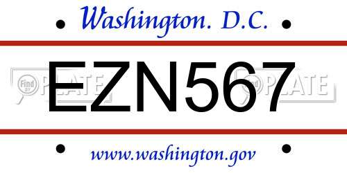 EZN567 District Of Columbia License Plate