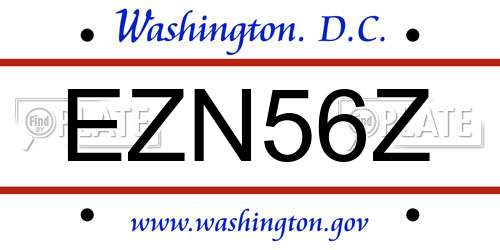 EZN56Z District Of Columbia License Plate
