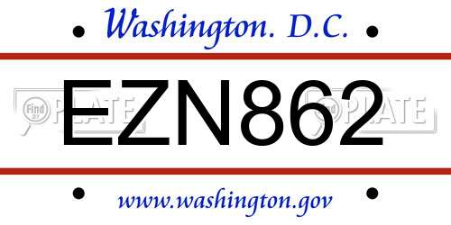 EZN862 District Of Columbia License Plate