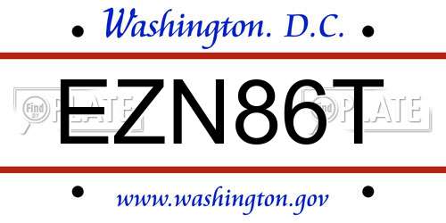 EZN86T District Of Columbia License Plate
