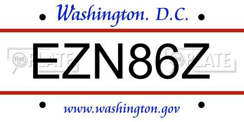 EZN86Z District Of Columbia License Plate