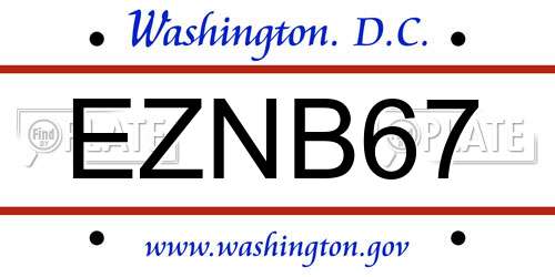 EZNB67 District Of Columbia License Plate
