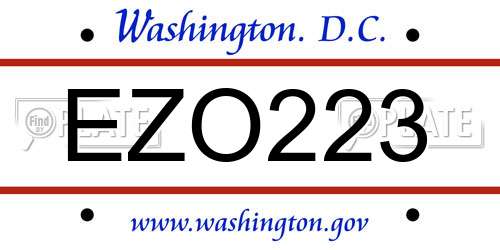 EZO223 District Of Columbia License Plate