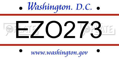 EZO273 District Of Columbia License Plate