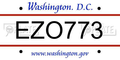 EZO773 District Of Columbia License Plate