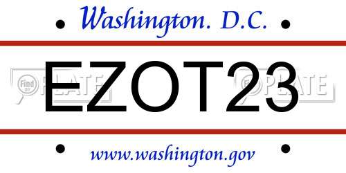 EZOT23 District Of Columbia License Plate