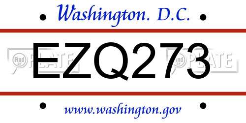 EZQ273 District Of Columbia License Plate