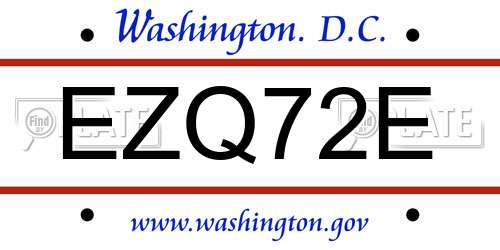 EZQ72E District Of Columbia License Plate