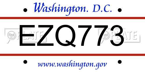 EZQ773 District Of Columbia License Plate