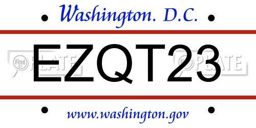 EZQT23 District Of Columbia License Plate