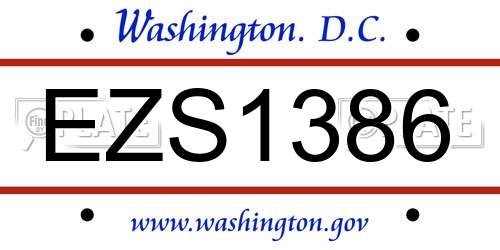 EZS1386 District Of Columbia License Plate
