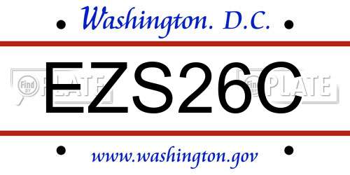 EZS26C District Of Columbia License Plate
