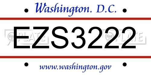 EZS3222 District Of Columbia License Plate
