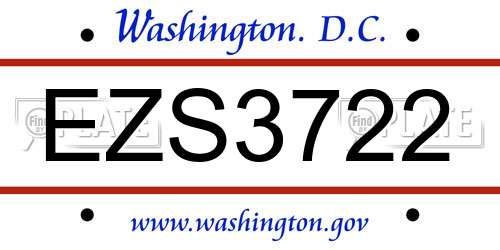 EZS3722 District Of Columbia License Plate