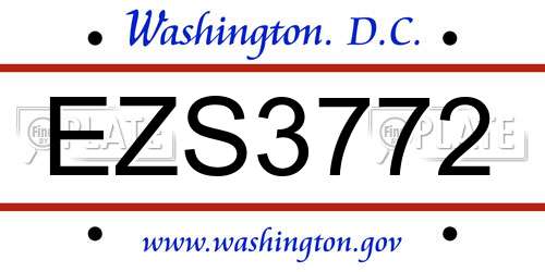EZS3772 District Of Columbia License Plate